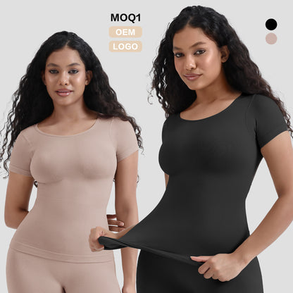 Corset Seamless Waist Shaping Short Sleeve Shapewear T-Shirt