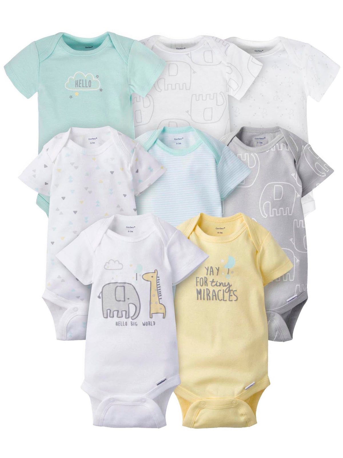 Gerber Baby Boys and Girls' 8-pack Short Sleeve Onesies Bodysuits
