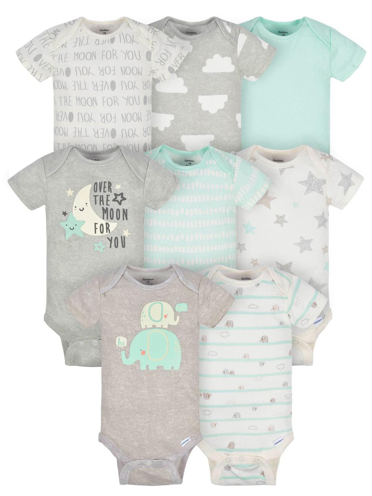 Gerber Baby Boys and Girls' 8-pack Short Sleeve Onesies Bodysuits