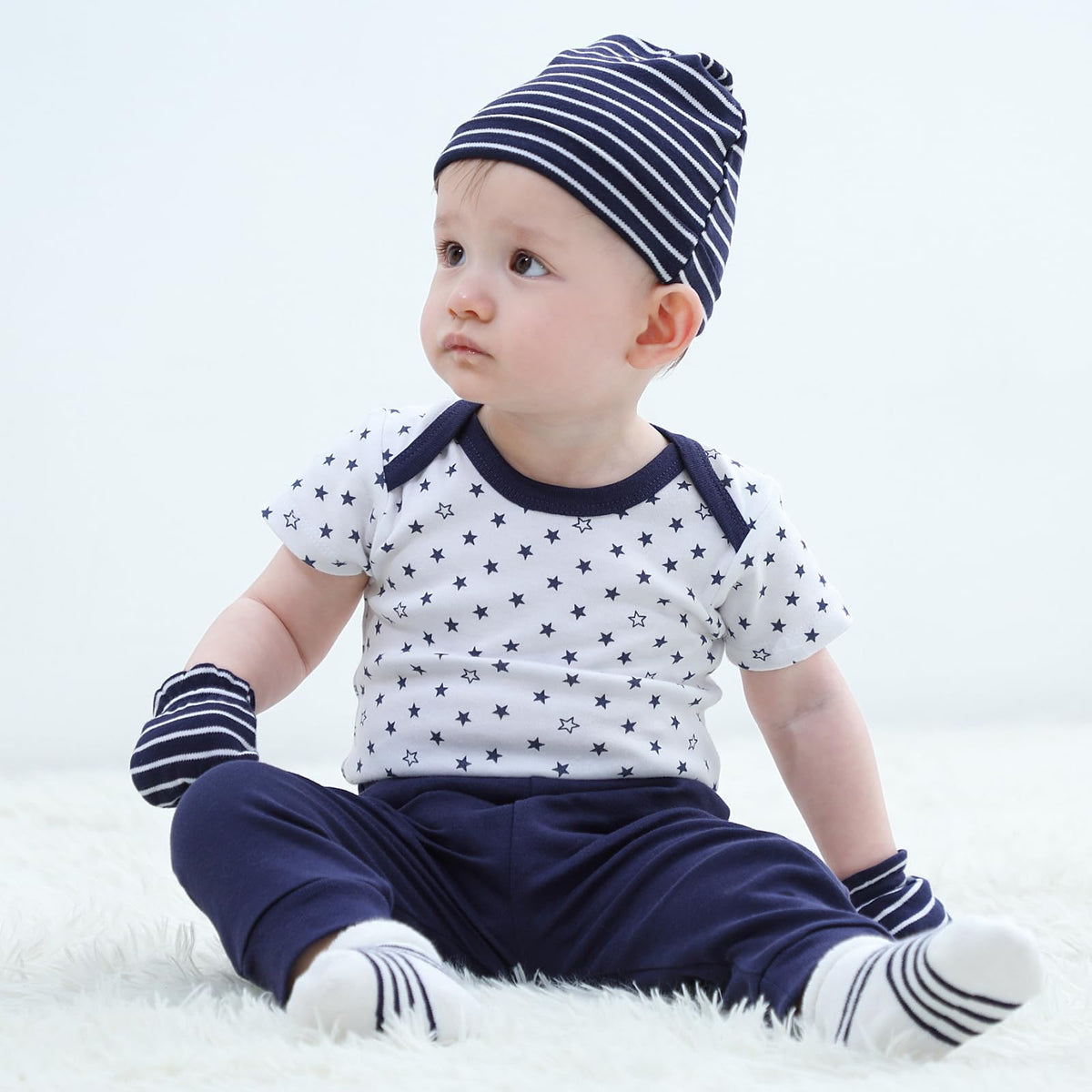 Ruliby Baby Bodysuit and Pant Set 10-pcs Cotton Soft Newborn Clothes Outfit