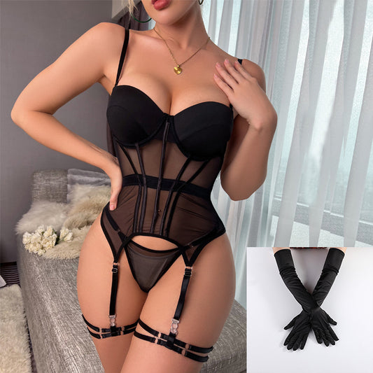 High Quality New Comfortable Mesh Breathable Shapewear Split Set Steel Ring Gathered With Leg Ring
