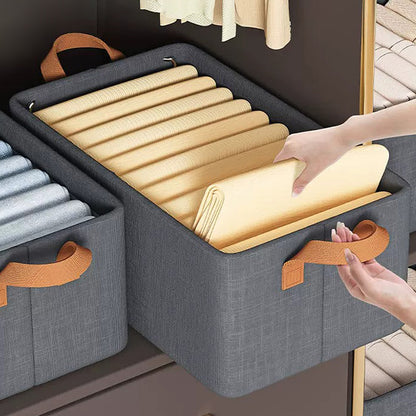 Foldable Fabric Storage Box for Home Dormitory, Clothes and Pants Wardrobe Storage Bin, Large Capacity Multifunctional Organizer