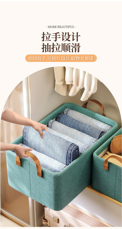 Foldable Fabric Storage Box for Home Dormitory, Clothes and Pants Wardrobe Storage Bin, Large Capacity Multifunctional Organizer