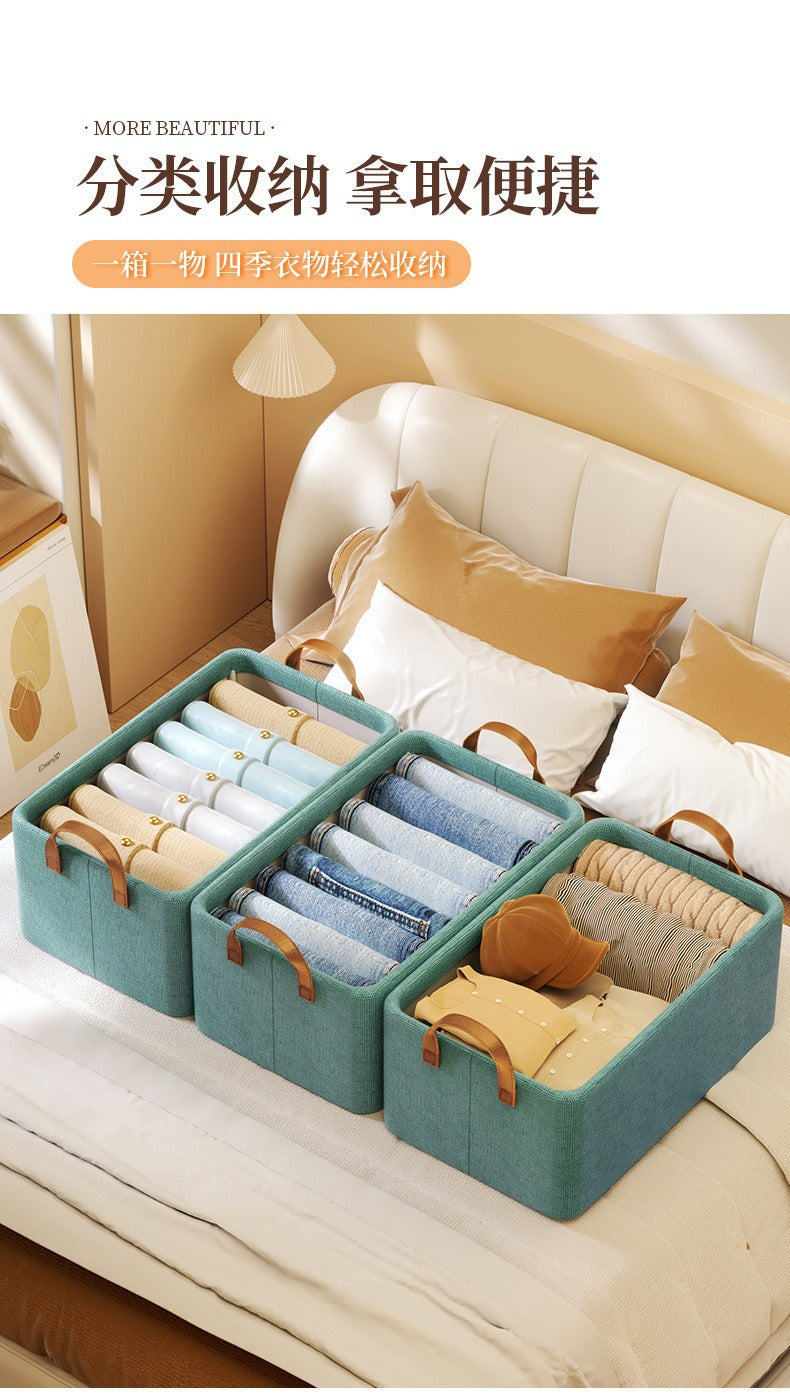 Foldable Fabric Storage Box for Home Dormitory, Clothes and Pants Wardrobe Storage Bin, Large Capacity Multifunctional Organizer