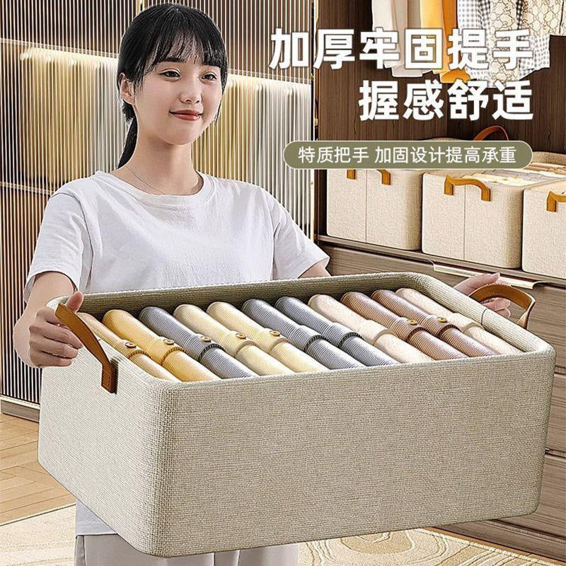Foldable Fabric Storage Box for Home Dormitory, Clothes and Pants Wardrobe Storage Bin, Large Capacity Multifunctional Organizer
